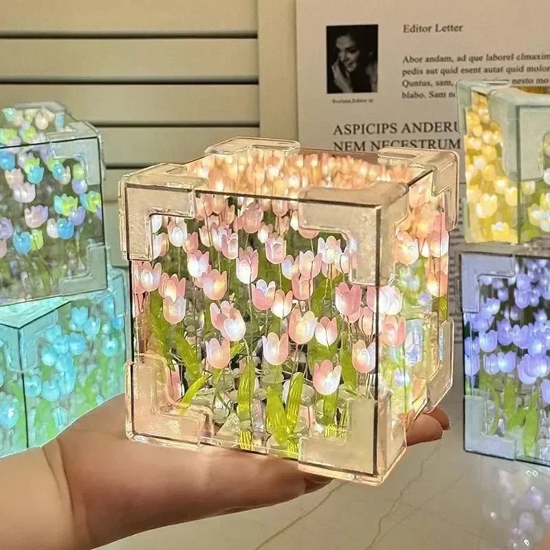 DIY Handmade Tulip Mirror Cube Lights - RedwoodAlliance