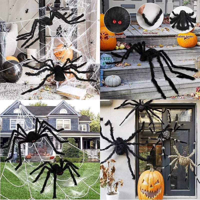 Giant black spider decoration for Halloween - RedwoodAlliance