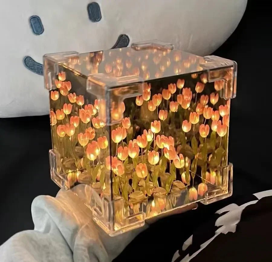 DIY Handmade Tulip Mirror Cube Lights - RedwoodAlliance