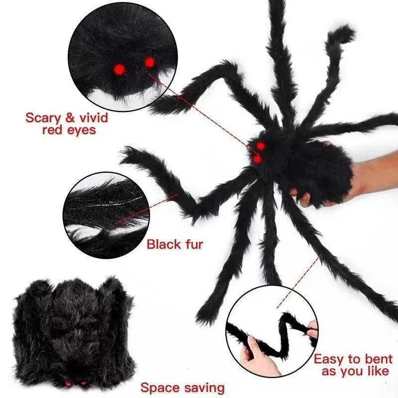Giant black spider decoration for Halloween - RedwoodAlliance