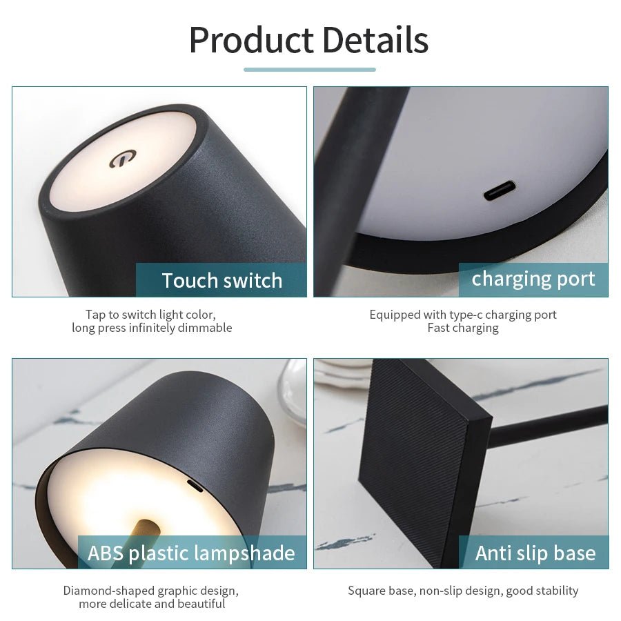 Rechargeable LED Desk Lamp Touch Switch - RedwoodAlliance