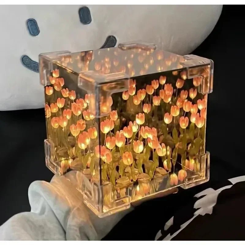 DIY Handmade Tulip Mirror Cube Lights - RedwoodAlliance