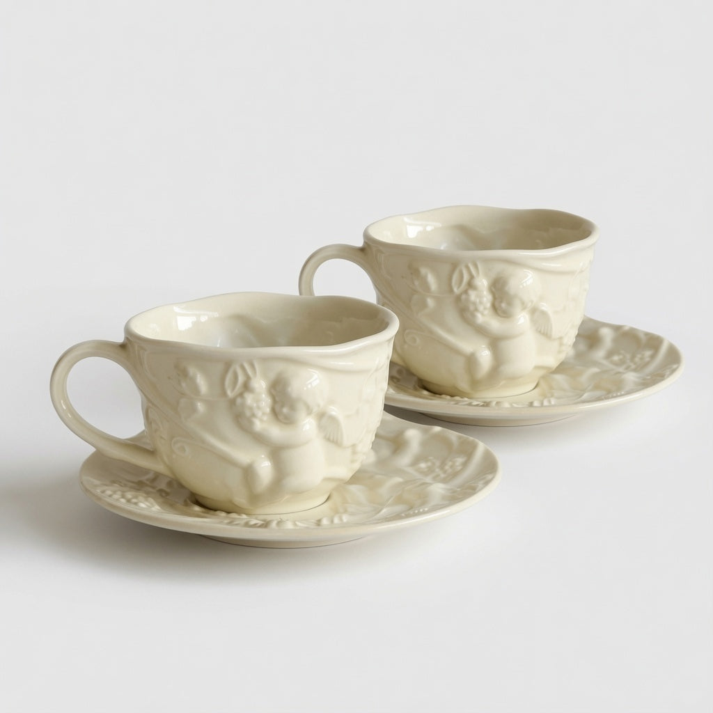 Vintage Angel Relief Tea & Coffee Serving Set