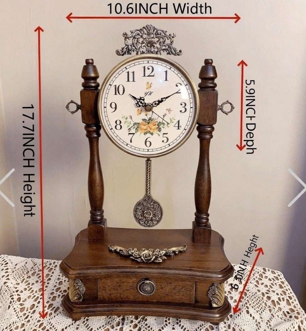 Antique Wooden Silent Desk Clock