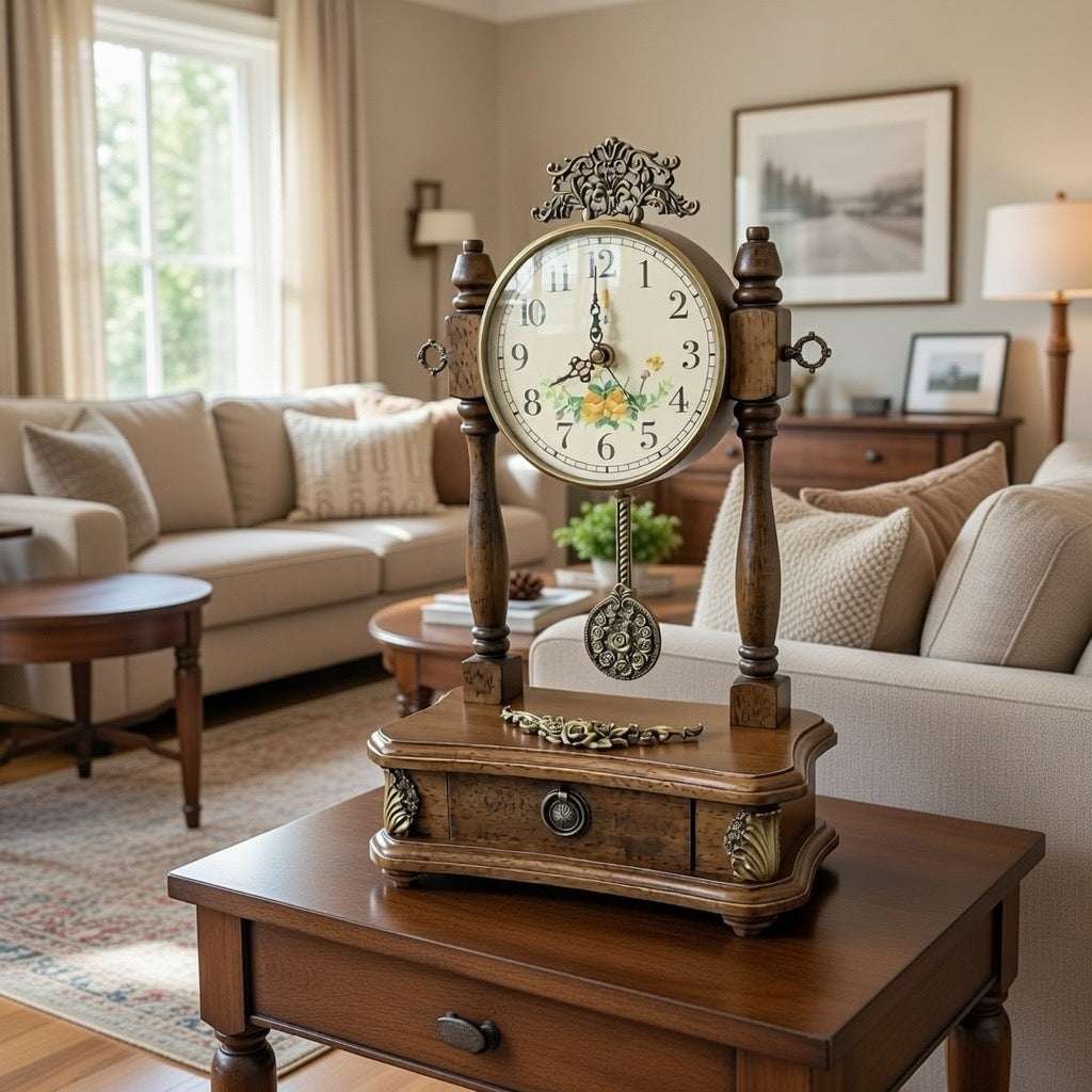 Antique Wooden Silent Desk Clock