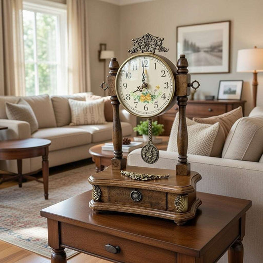 Antique Wooden Silent Desk Clock