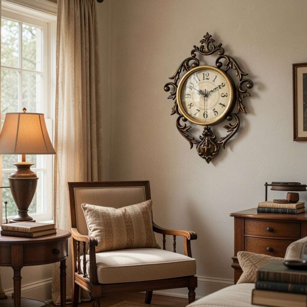 Baroque French Wall Clock – Gold Bronze Ornate Design