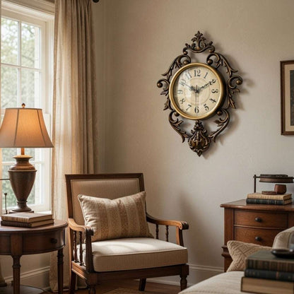 Baroque French Wall Clock – Gold Bronze Ornate Design