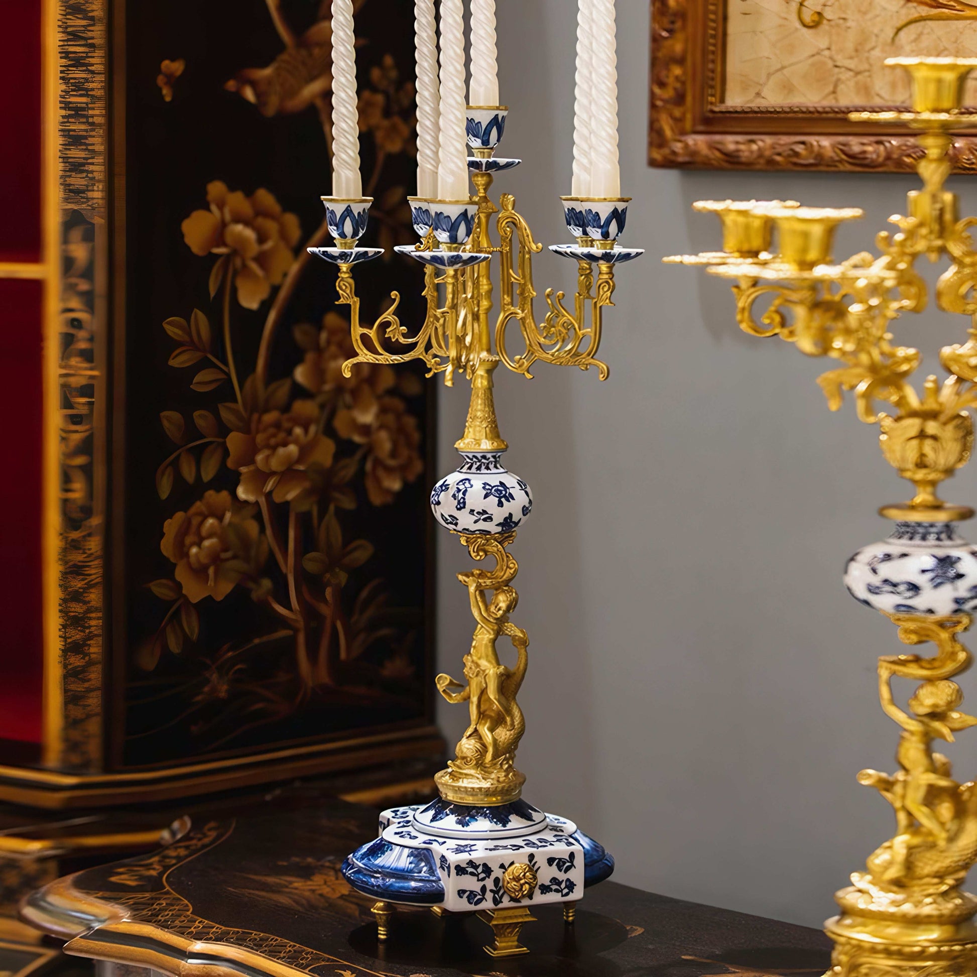 Ceramic Brass Candle Holder