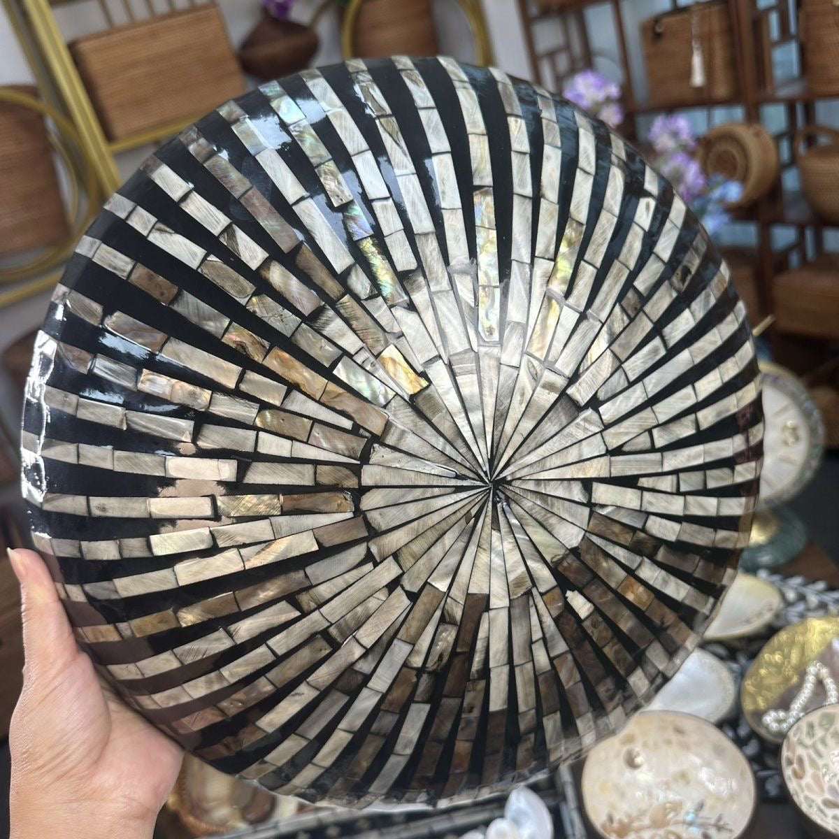 Handcrafted Iridescent Shell Inlay Catchall Bowl