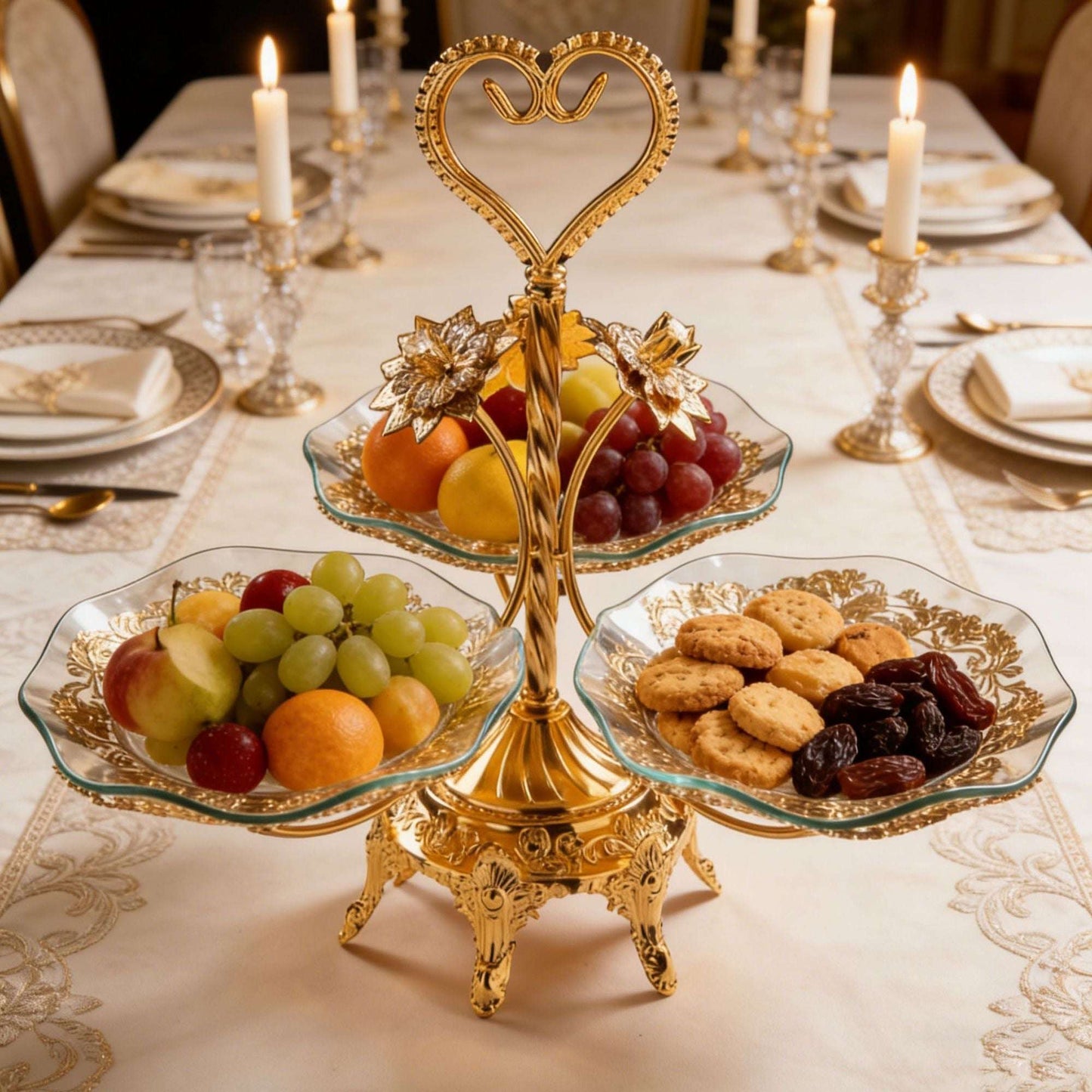 Ornate Gold Tiered Serving Stand