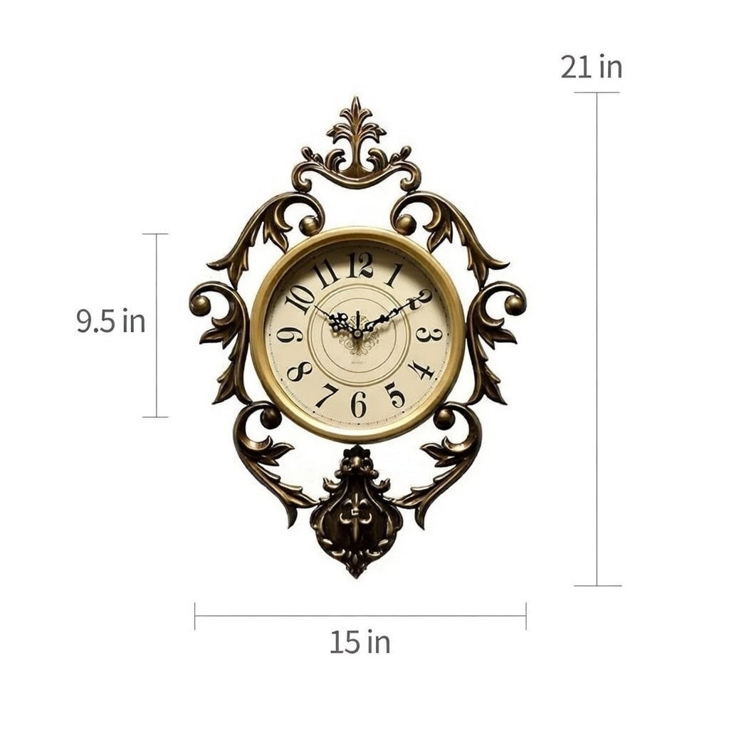 Baroque French Wall Clock – Gold Bronze Ornate Design