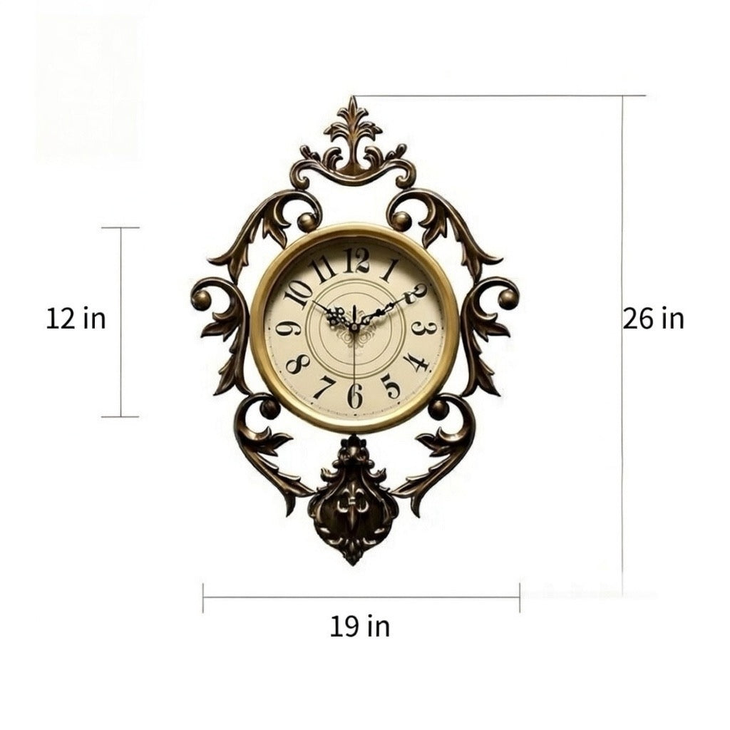 Baroque French Wall Clock – Gold Bronze Ornate Design