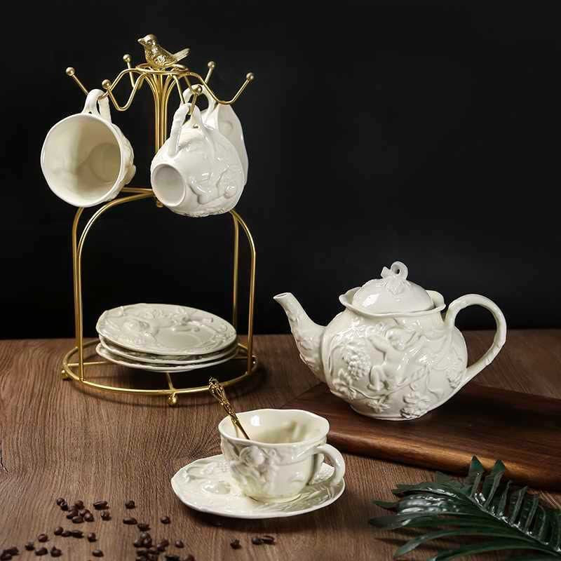 Vintage Angel Relief Tea & Coffee Serving Set