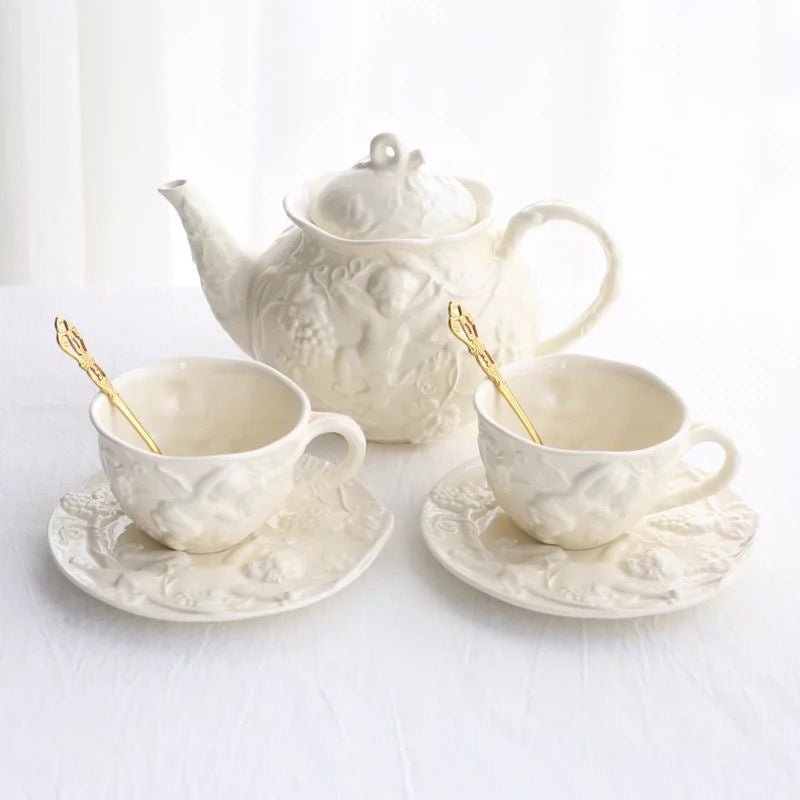 Vintage Angel Relief Tea & Coffee Serving Set