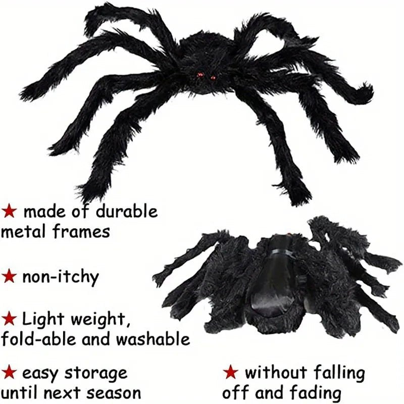 Giant black spider decoration for Halloween - RedwoodAlliance