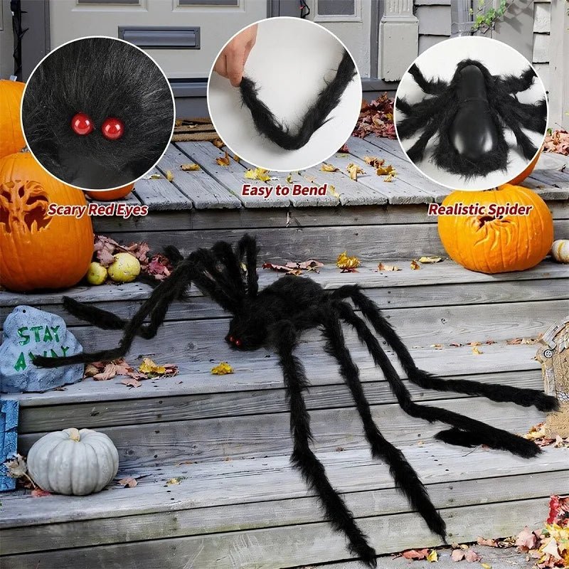 Giant black spider decoration for Halloween - RedwoodAlliance