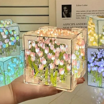 DIY Handmade Tulip Mirror Cube Lights - RedwoodAlliance