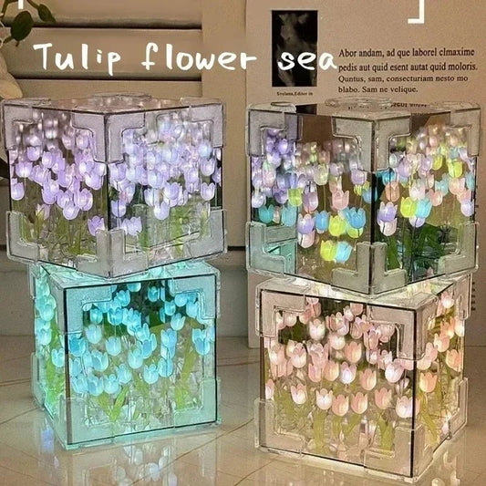 DIY Handmade Tulip Mirror Cube Lights - RedwoodAlliance