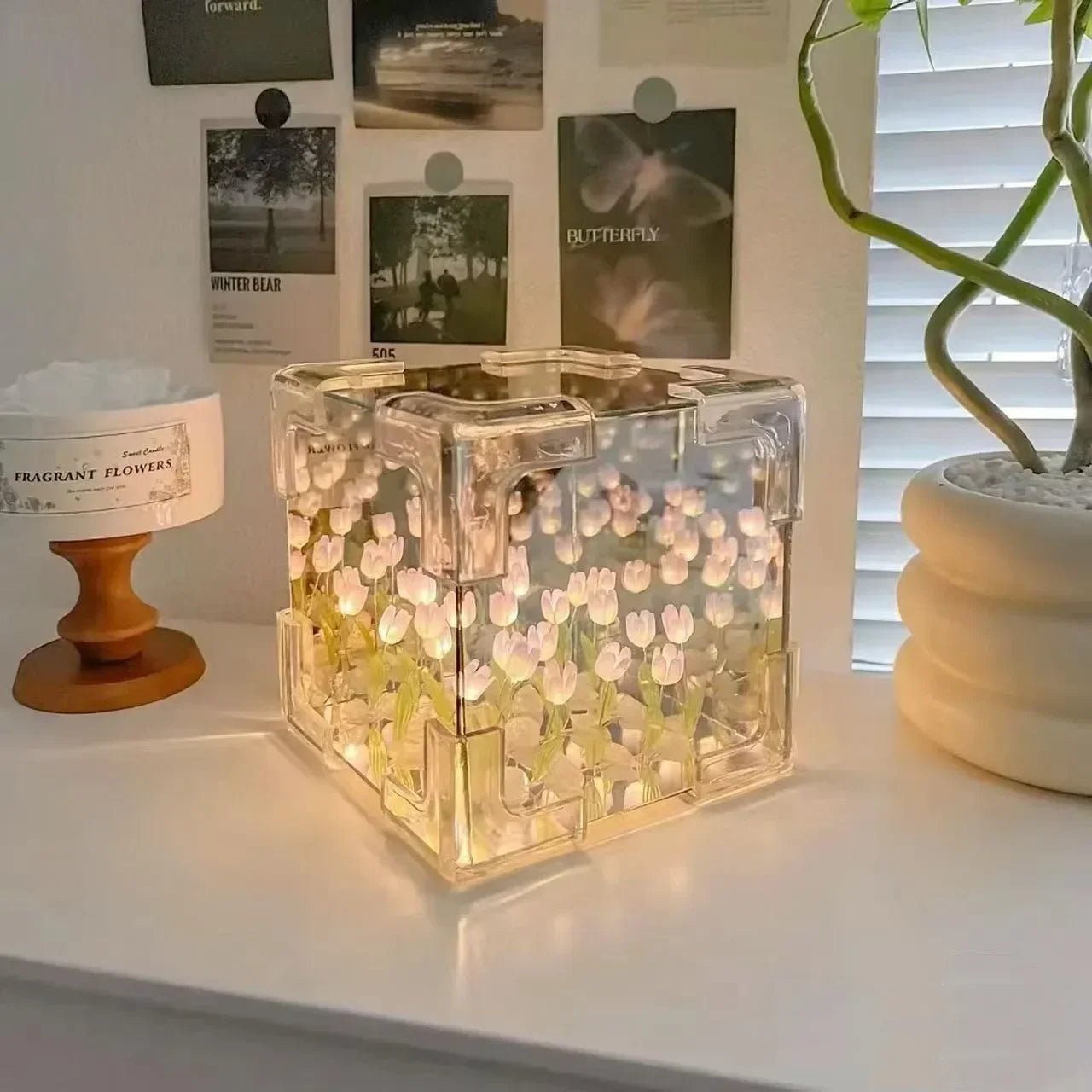 DIY Handmade Tulip Mirror Cube Lights - RedwoodAlliance