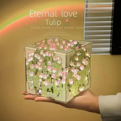 DIY Handmade Tulip Mirror Cube Lights - RedwoodAlliance